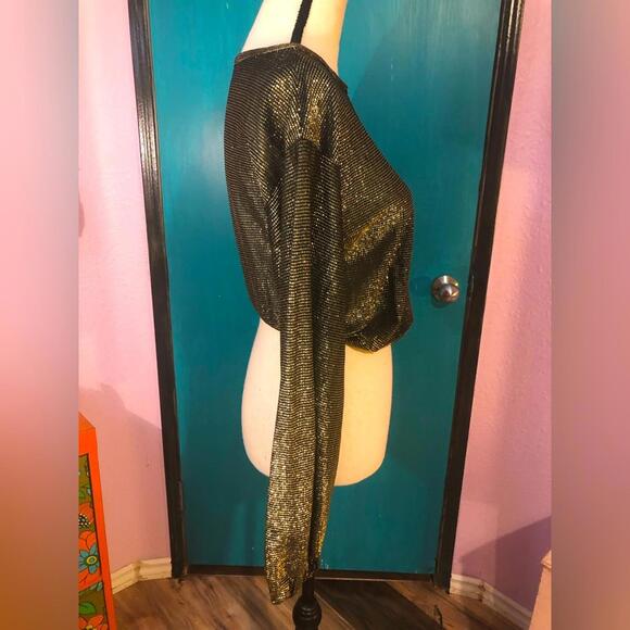 Vintage Black and Gold Disco Blouse 🪩 - Picture 2 of 9